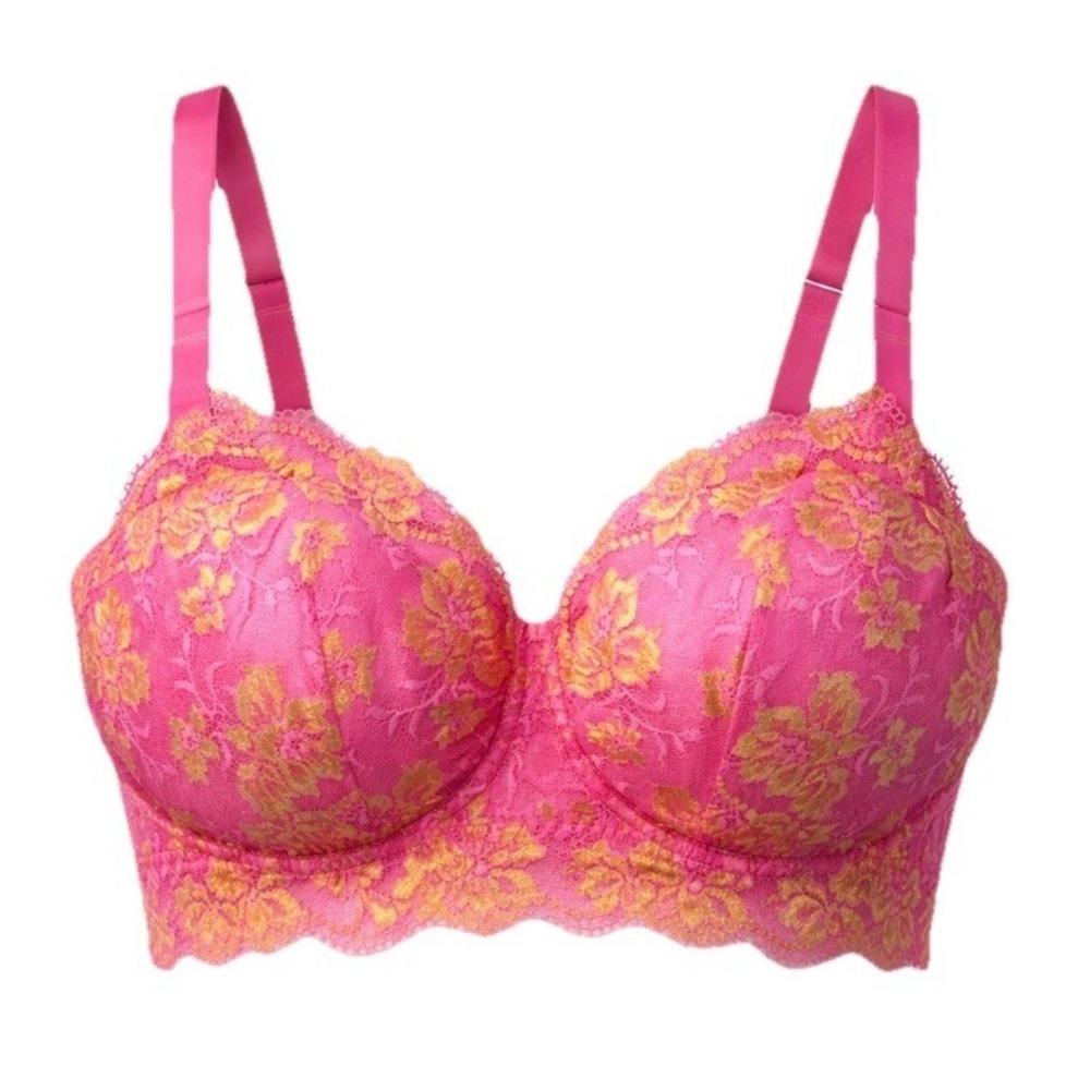 NWT Cosabella Womens' Savona Curvy Longline Bralette Rani Pink/GOLD SIZE 1X
